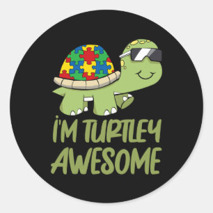 Adesivo Redondo Turtle Incrível Autismo Quebra-cabeça