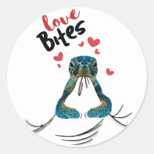 Adesivo Redondo Turtle Love Bites T-Shirt Dias de os namorados Don