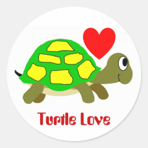 Adesivo Redondo Turtle Love Sticker