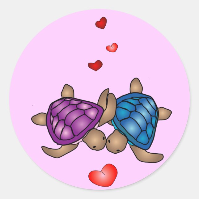 Adesivo Redondo Turtle Love Sticker (Frente)