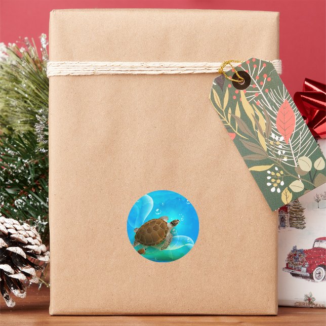 Adesivo Redondo Turtle Natação Stickers (Criador carregado)