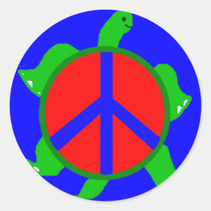 Adesivo Redondo Turtle Peace Stickers