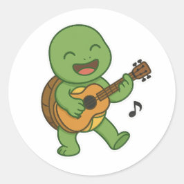 Adesivo Redondo Turtle playing a guitar 