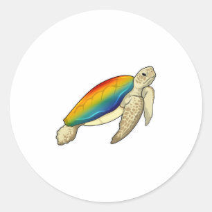 Adesivo Redondo Turtle Rainbow