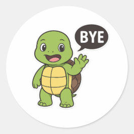 Adesivo Redondo Turtle saying Bye