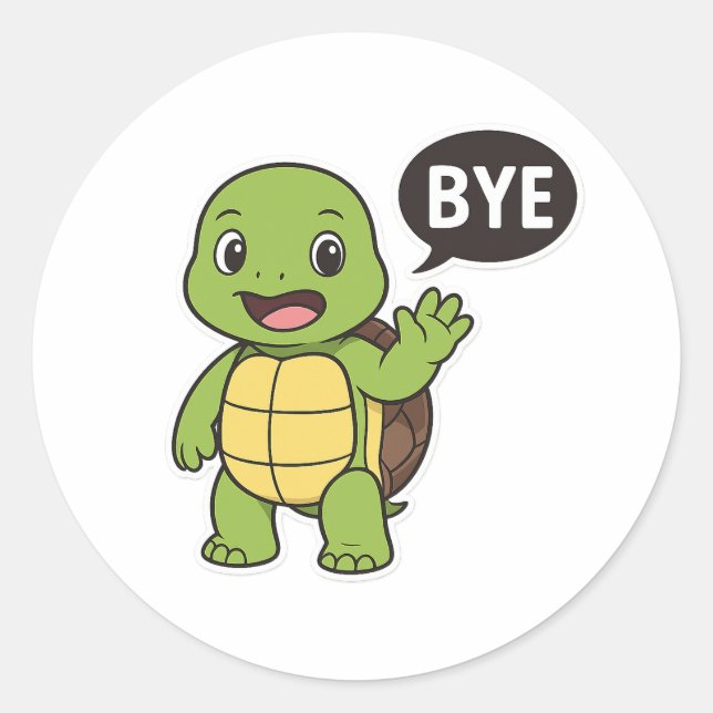 Adesivo Redondo Turtle saying Bye (Frente)