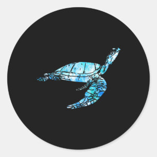 Adesivo Redondo Turtle Tie Dye Watercolor Sea Ocean Save Planet Ea