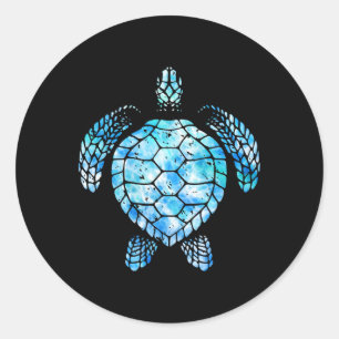 Adesivo Redondo Turtle Watercolor Tie Dye Sea Ocean Save Planet Ea