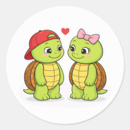 Adesivo Redondo Turtles in love