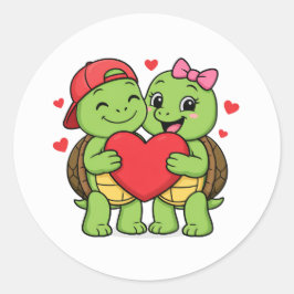 Adesivo Redondo Turtles with heart in hand