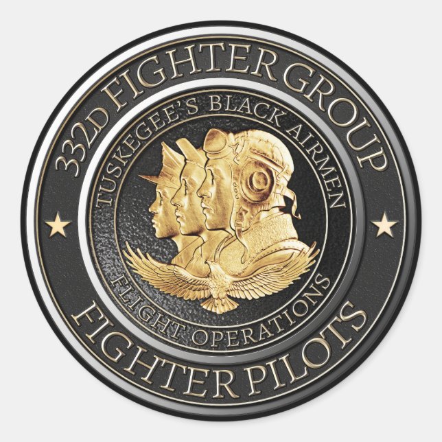 Adesivo Redondo Tuskegee Red Tail Airmen 332d Fighter Group (Frente)