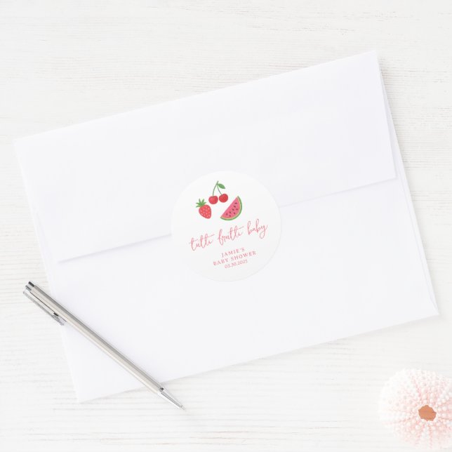 Adesivo Redondo Tutti Frutti Baby Shower  (Envelope)