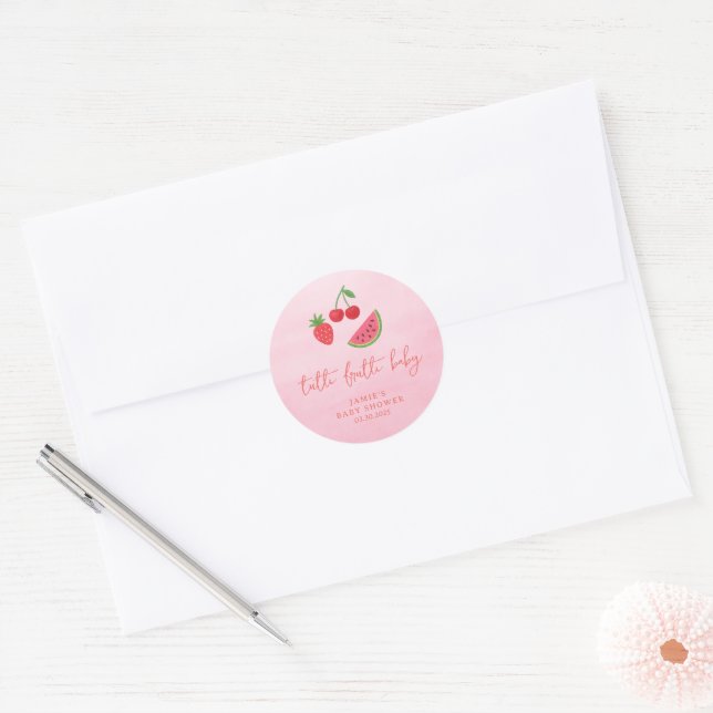 Adesivo Redondo Tutti Frutti Baby Shower  (Envelope)