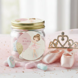 Adesivo Redondo Tutu Ballerina Pink Ballet Dancer Girl Birthday