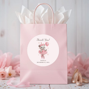 Adesivo Redondo Tutu Cute Ballerina Bear primeiro aniversario Obri
