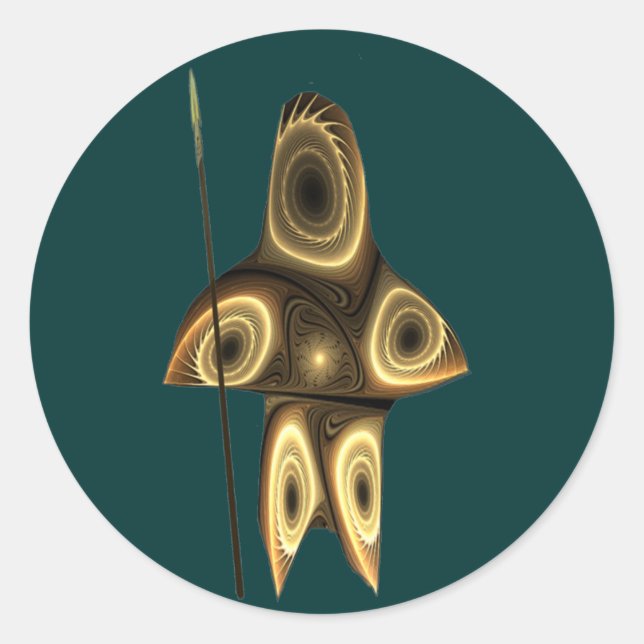Adesivo Redondo Tuvaaq - Caçador de Inuit Fractal (Frente)