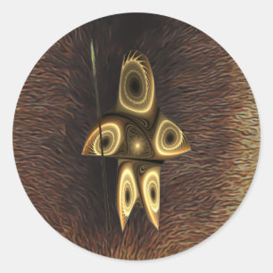 Adesivo Redondo Tuvaaq - caçador do Inuit do Fractal
