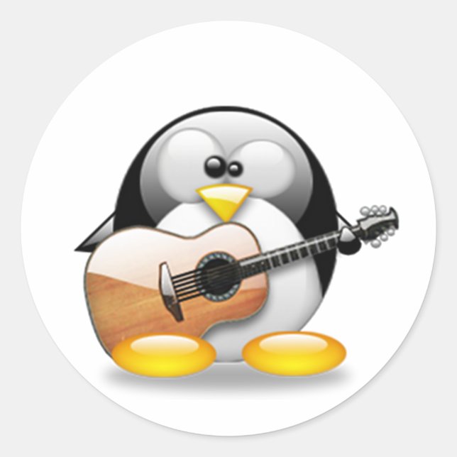 Adesivo Redondo Tux de Violão Acústico (Linux Tux) (Frente)