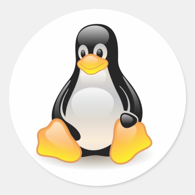 Adesivo Redondo Tux Linux Penguin Sticker (Frente)