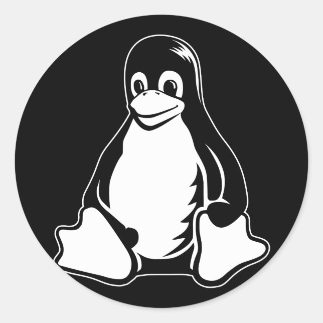 Adesivo Redondo Tux Penguin - (Linux, Open Source, Copyleft, FSF) (Frente)