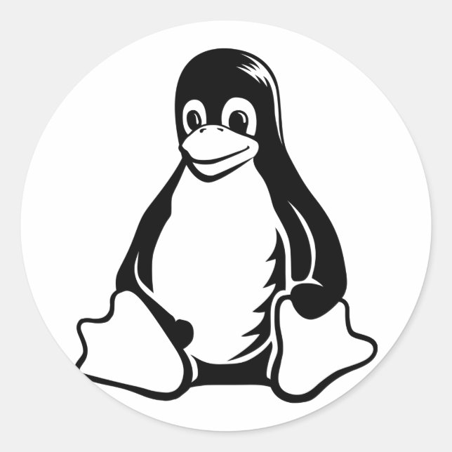 Adesivo Redondo Tux Penguin - (Linux, Open Source, Copyleft, FSF) (Frente)