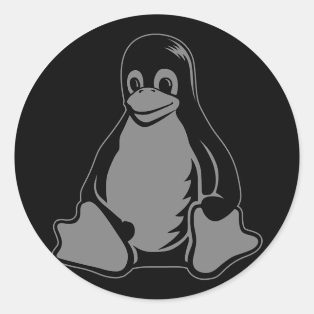 Adesivo Redondo Tux Penguin - (Linux, Open Source, Copyleft, FSF) (Frente)