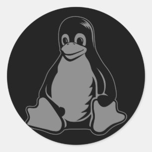 Adesivo Redondo Tux Penguin - (Linux, Open Source, Copyleft, FSF)