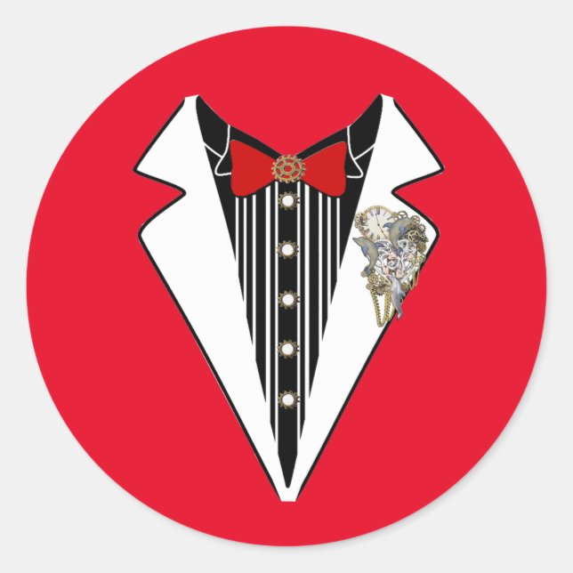 Adesivo Redondo Tuxedo- Casamento Steampunk (Frente)