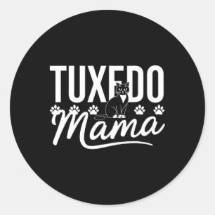 Adesivo Redondo Tuxedo Cat Mama Dia de as mães Orgulhoso Proprietá