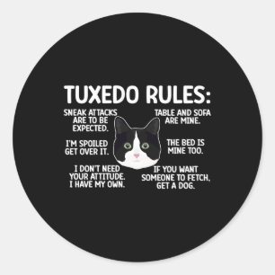 Adesivo Redondo Tuxedo Cat Regras Tuxedo Cat Lover Tuxedo Propriet