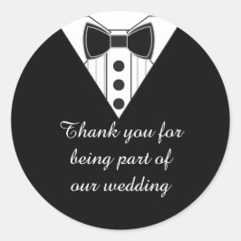 Adesivo Redondo Tuxedo De Casamento Obrigado Pelos Stickers