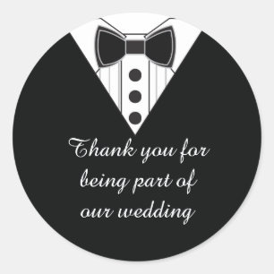 Adesivo Redondo Tuxedo De Casamento Obrigado Pelos Stickers