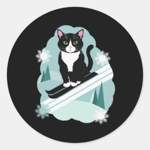 Adesivo Redondo Tuxedo Gatos E Ventiladores Desportivos De Inverno