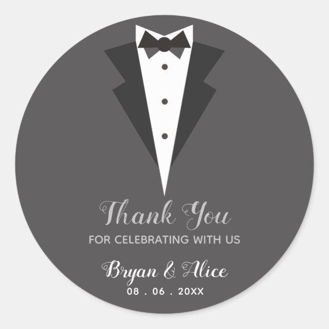 Adesivo Redondo Tuxedo Stickers (Padrinhos de casamento De Casamen (Frente)