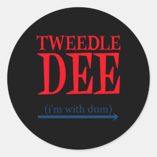 Adesivo Redondo "Tweedle Dee" "Eu estou com o Dum - Casal preguiço