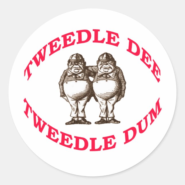 Adesivo Redondo Tweedle Dee & Tweedle Dum (Frente)