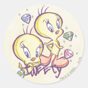 Adesivo Redondo TWEETY™ com Gems