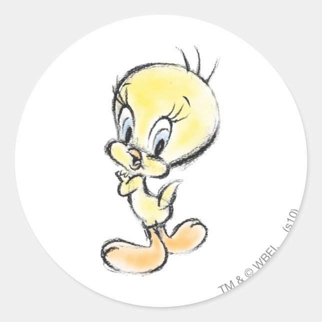 Adesivo Redondo TWEETY™ - Feito à Mão (Frente)