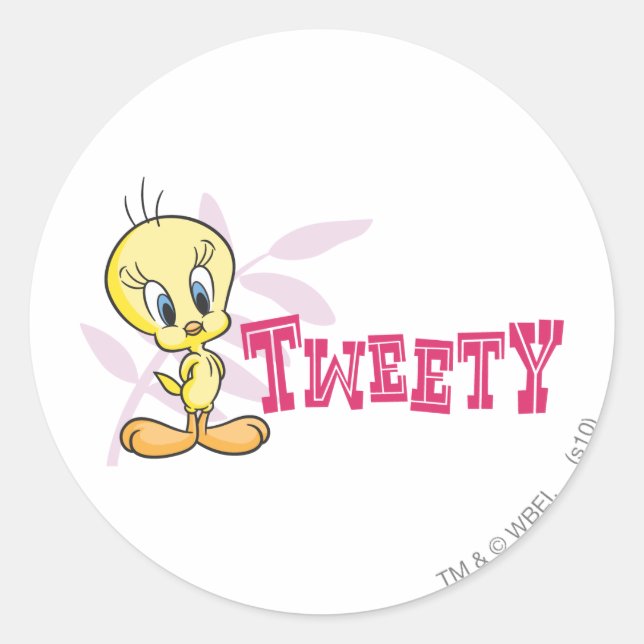 Adesivo Redondo "TWEETY™" rosa (Frente)