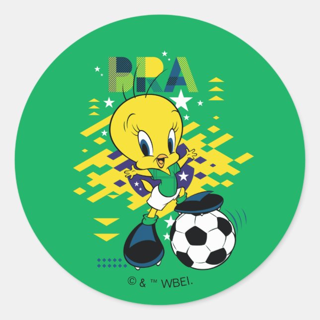 Adesivo Redondo TWEETY™ Team Brazil Soccer Graphic (Frente)