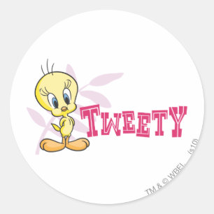 Adesivo Redondo Tweety "Tweety" rosa