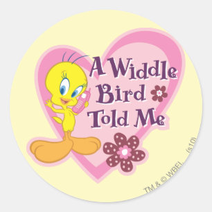 Adesivo Redondo TWEETY™ "Uma ave widdle me disse"