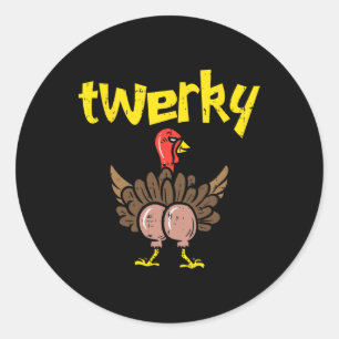 Adesivo Redondo Twerky Turkey - Diversão De Bumbum - Ação De Graça