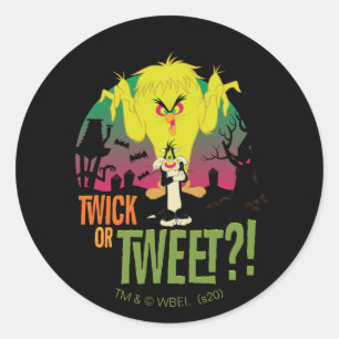 Adesivo Redondo "Twick ou Tweet" TWEETY™ e SYLVESTER™
