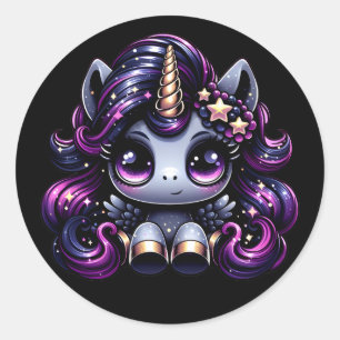Adesivo Redondo Twilight pony preto unicórnio