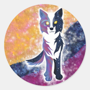 Adesivo Redondo Twilight Sky Wolf