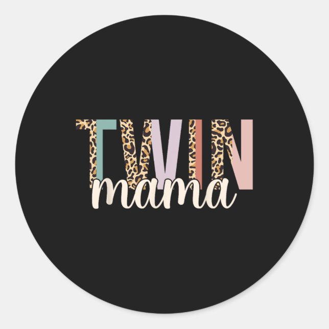 Adesivo Redondo Twin Mama Leopard New Mom Of Twins Squared Mommy M (Frente)