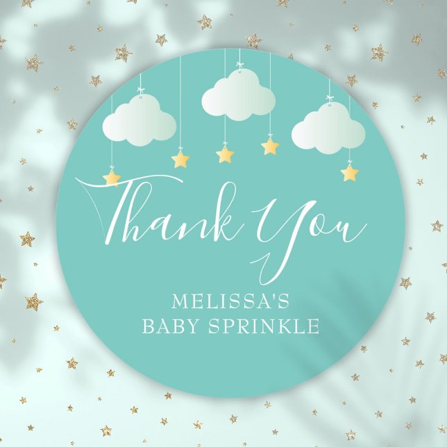 Adesivo Redondo Twinkle Sprinkle Little Star Chá de fraldas Obriga (Twinkle Sprinkle Little Star Baby Shower Thank You Classic Round Sticker)