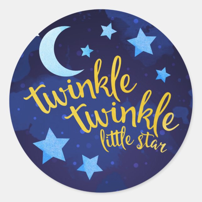 Adesivo Redondo Twinkle Twinkle Gênero Chá de fraldas Neutro (Frente)