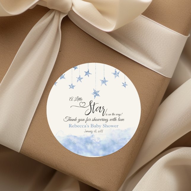 Adesivo Redondo Twinkle Twinkle Little Star Blue Boy Baby Shower (Criador carregado)